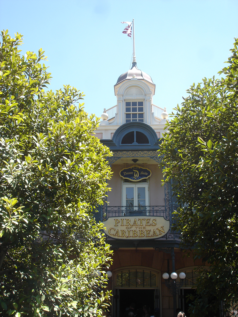 Exterior of Pirates of the Caribbean and Dream Suite in New Orleans Square Disneyland