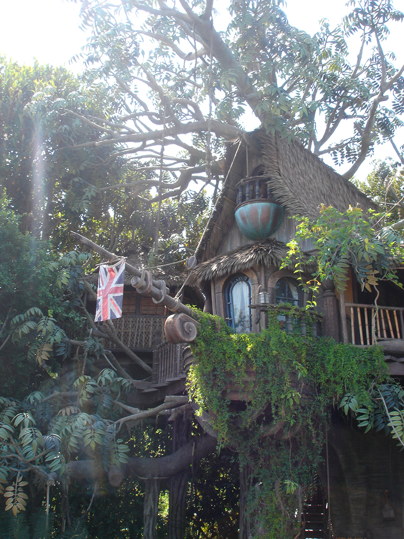 Tarzan's Treehouse Adventureland Disneyland with Union Jack flag