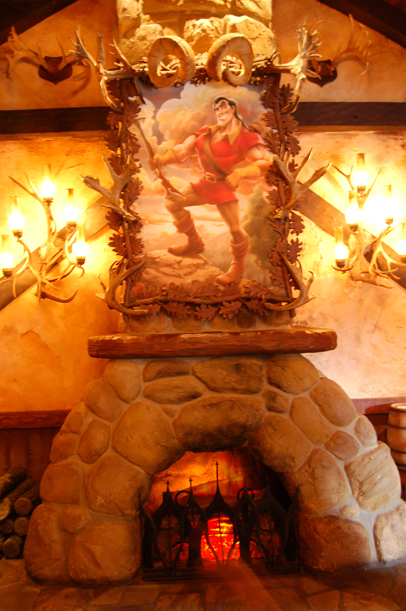 Portrait of Gaston over fireplace in Magic Kingdom Walt Disney World