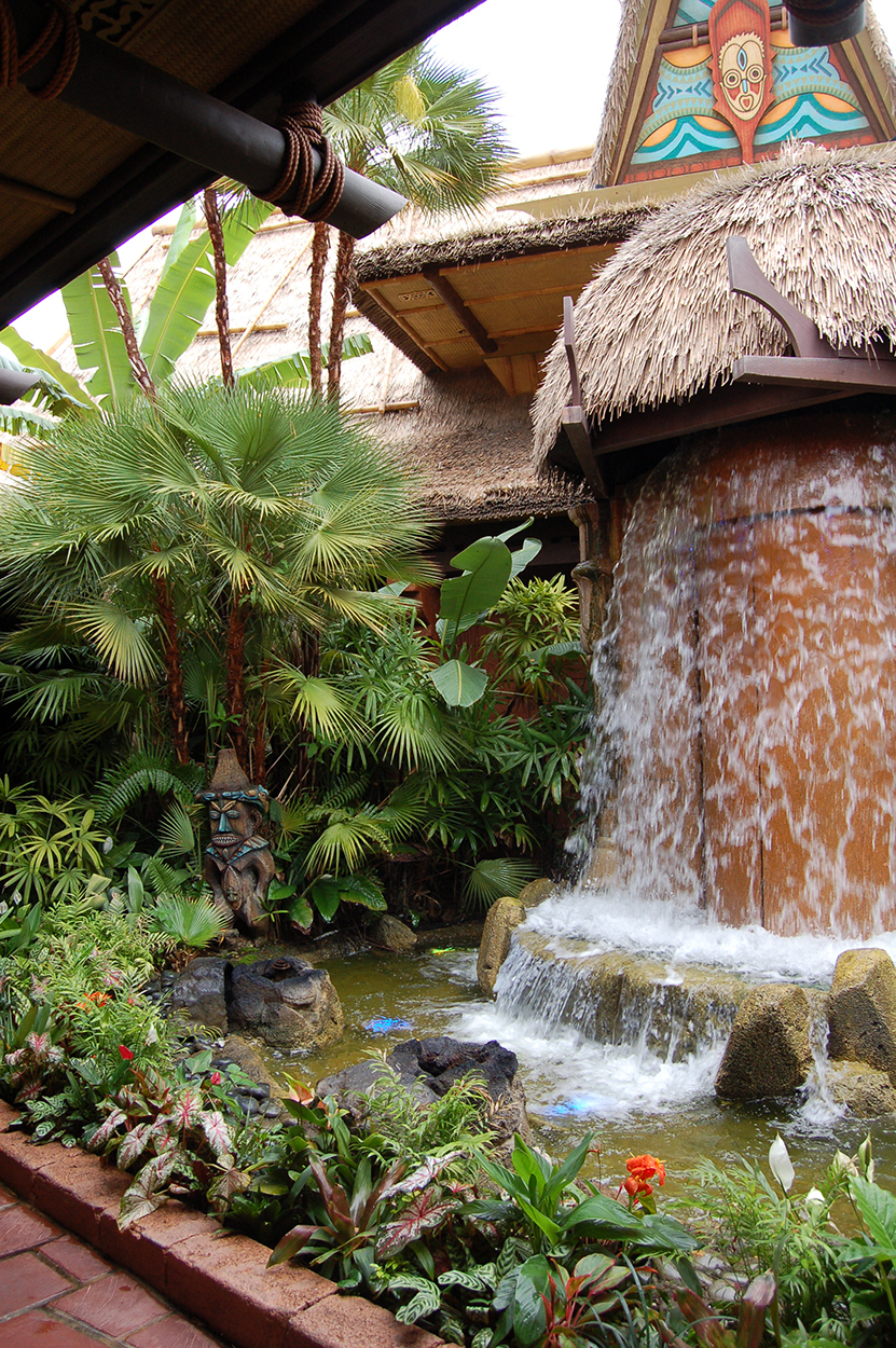 waterfall outside Enchanted Tiki Room in Magic Kingdom Walt Disney World