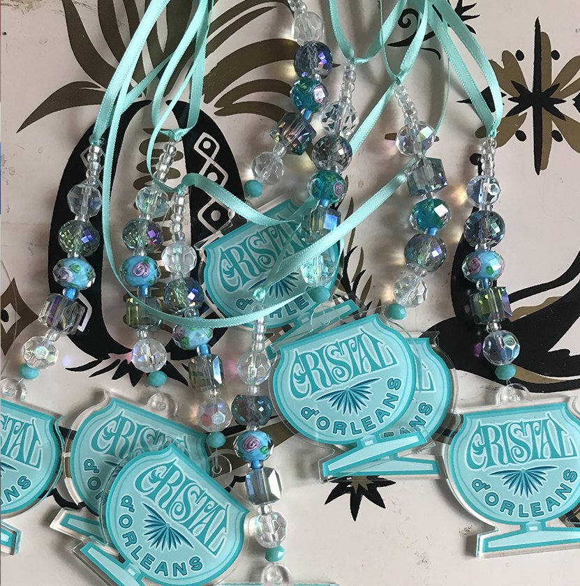 Cristal d'Orleans sign ornaments with beads